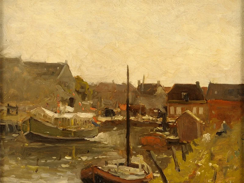 1875-Gerhard Arij Ludvig Munthe - Piccolo porto di pescatori nei Paesi Bassi